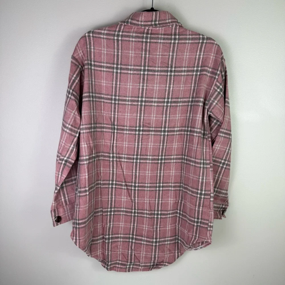 Yakita Womens Plaid Flannel Shirt Jacket Pink Button Down NWT Small - Picture 11 of 11